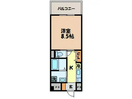 PARKTERRACE中園(1K/3階)の間取り写真