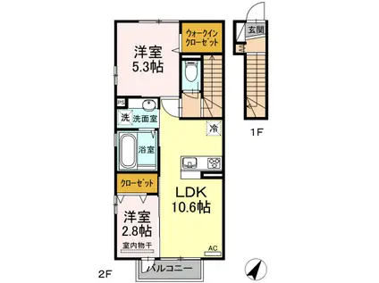 サンモール(2LDK/2階)の間取り写真