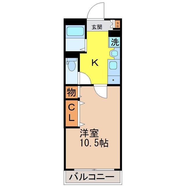 1-ROOM IZUMI(1K/4階)の間取り写真
