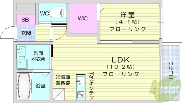 渡幸ベルメゾンDOG&CATⅤ(1LDK/1階)の間取り写真