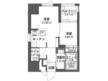 IN SHAPE大手門(1LDK/8階)の間取り写真