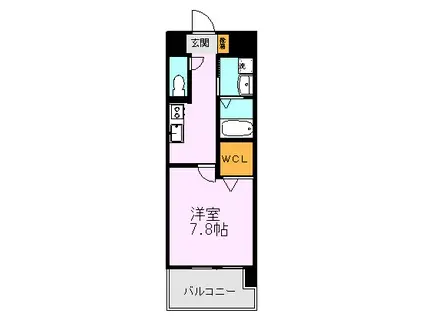 SIX COURT(1K/3階)の間取り写真