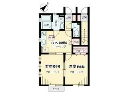 ビオトープ桜丘(2DK/1階)の間取り写真