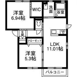メゾン・ラフォーレB(2LDK/2階)の間取り写真