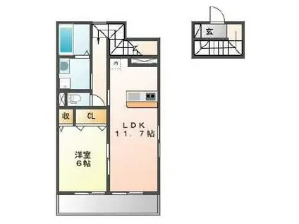 キャレフルール(1LDK/2階)の間取り写真