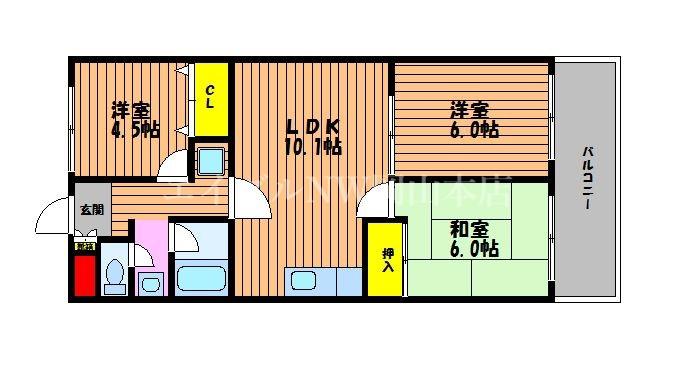 ヌーベル犬飼B(3LDK/3階)の間取り写真