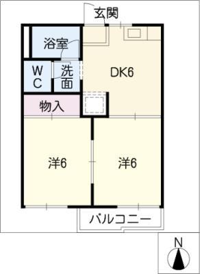 コーポ池田(2DK/2階)の間取り写真