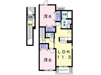 ブランシュール II(2LDK/2階)の間取り写真