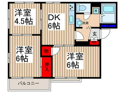 サニーハイツ(3DK/2階)の間取り写真