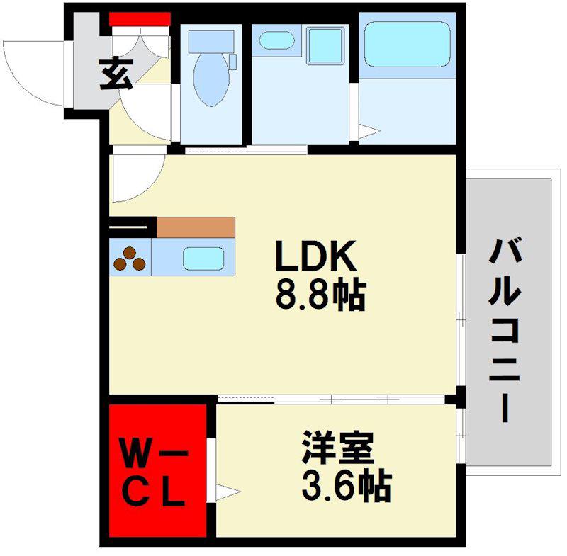 DROOM浜町(1LDK/1階)の間取り写真