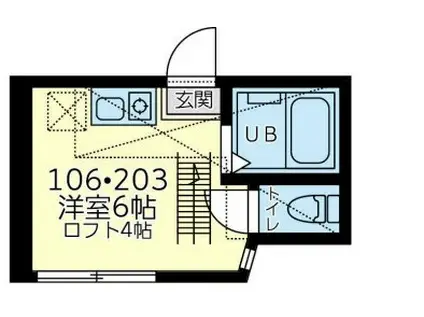 ユナイト新町セントカルロス(ワンルーム/2階)の間取り写真