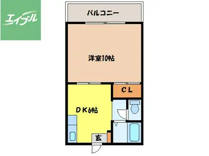 ハミング梁川(1DK/1階)の間取り写真