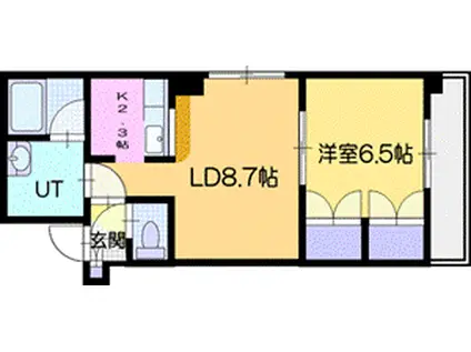 サンルート中島(1LDK/4階)の間取り写真