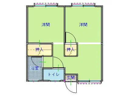 しあわせハイツ淡路岩屋(2DK/1階)の間取り写真