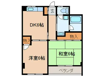 フラット鈴木(2DK/3階)の間取り写真