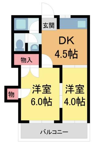 濱田マンション(2DK/1階)の間取り写真