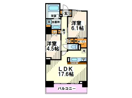 イプセ府中(2LDK/4階)の間取り写真