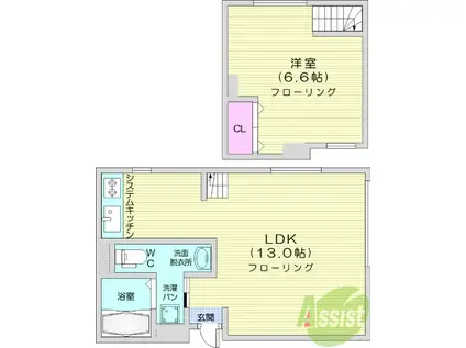 CLASICO(1LDK/1階)の間取り写真