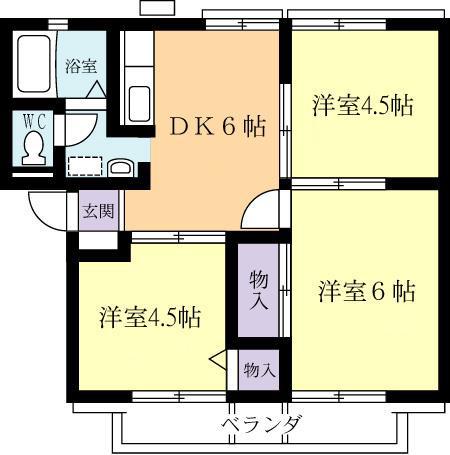 サンシティ台坪(3DK/1階)の間取り写真