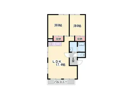 マンションSUI(2LDK/4階)の間取り写真