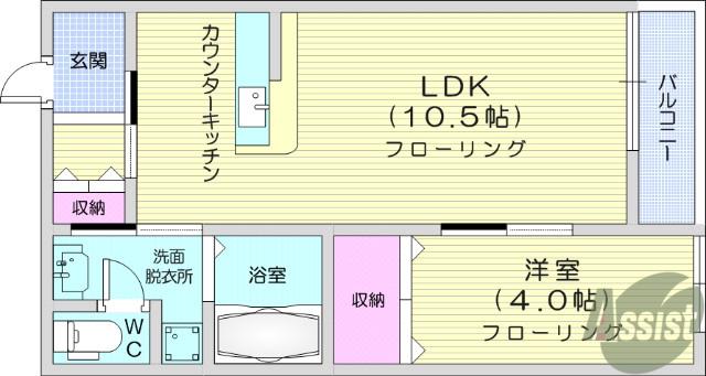 HARU(1LDK/1階)の間取り写真