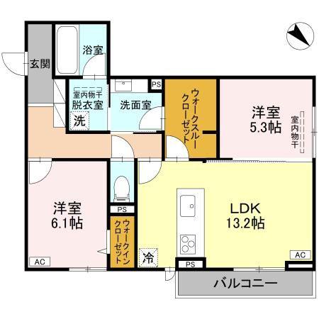 フィラーレ(2LDK/2階)の間取り写真
