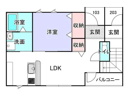 ディス・ボヌール(1LDK/1階)の間取り写真