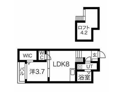 MICASA志賀本通(1LDK/2階)の間取り写真