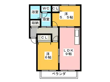 ユニティーハイム(2LDK/2階)の間取り写真