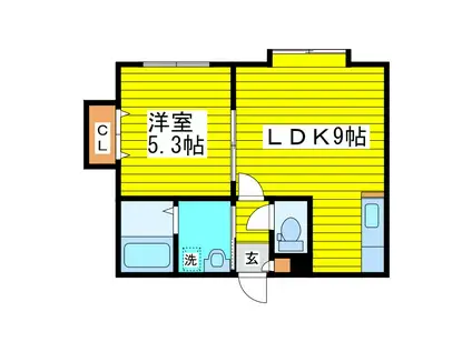 パラサントノール(1LDK/3階)の間取り写真