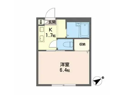 ハピネス西宮城野(1K/2階)の間取り写真