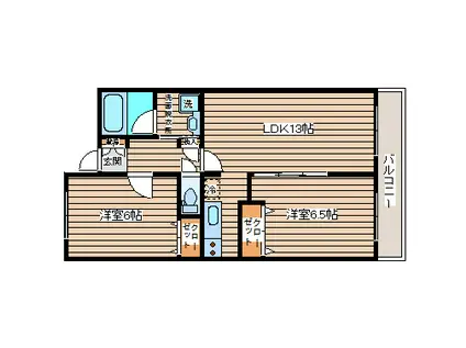 アルバ市名坂(2LDK/1階)の間取り写真
