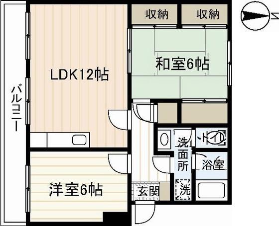 エメラルドマンション舟入南(2LDK/4階)の間取り写真