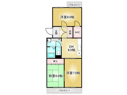 テラス台町(3DK/4階)の間取り写真