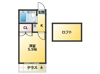 エクセル狭山(1K/1階)の間取り写真