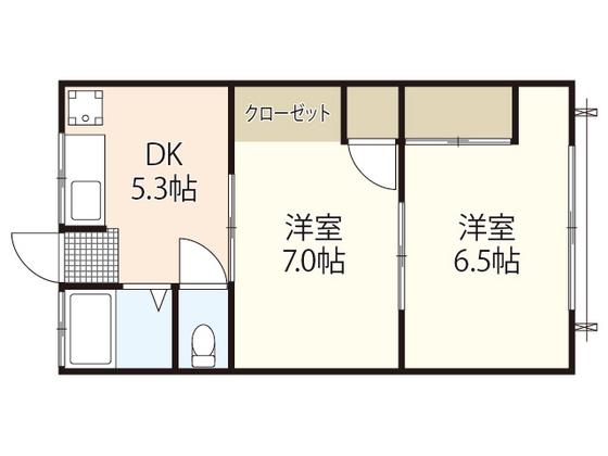 木本アパート(2DK/2階)の間取り写真