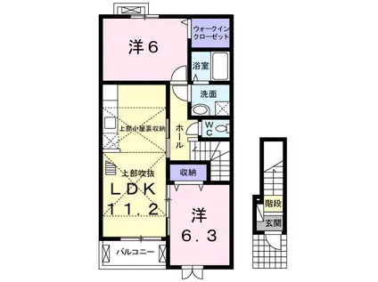 プレザントガーデン姫山(2LDK/2階)の間取り写真