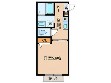 プレーゴ(1K/1階)の間取り写真