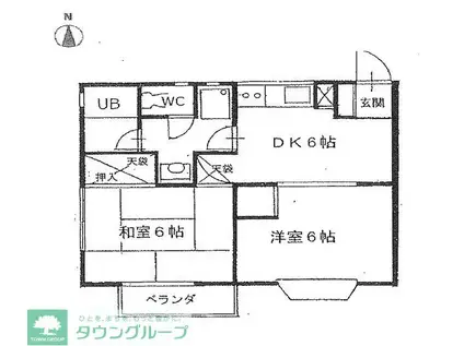 グリーンリーフ(2DK/2階)の間取り写真