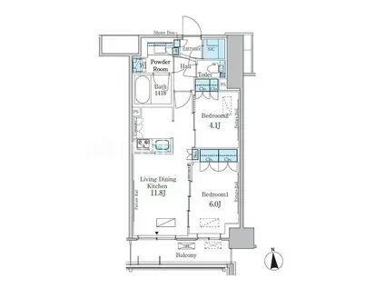 パークアクシス新宿百人町(2LDK/6階)の間取り写真