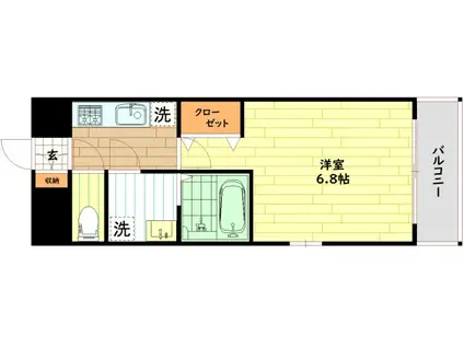 レジュールアッシュ玉造(1K/3階)の間取り写真