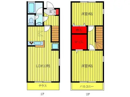 ソシアハイツA(2LDK/1階)の間取り写真