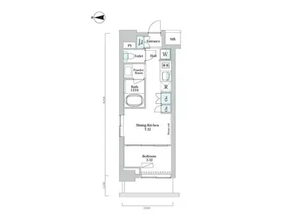 ウエリスアーバン中野坂上(1DK/4階)の間取り写真