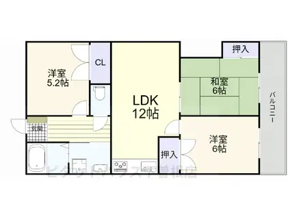 クラウンハイム若園(3LDK/3階)の間取り写真