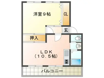 名谷団地12号棟(1LDK/5階)の間取り写真