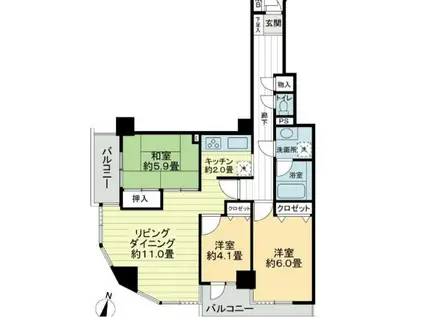 ライオンズプラザ青戸(3LDK/7階)の間取り写真