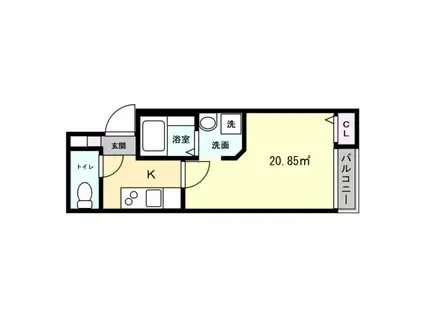 みどりとひだまりのパサージュ(1K/1階)の間取り写真