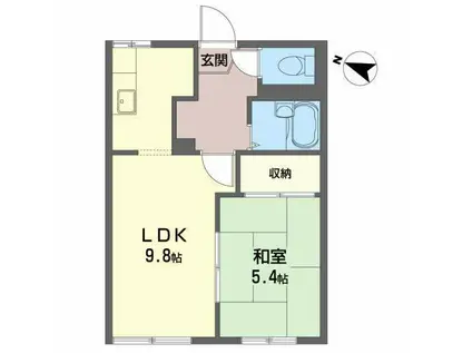 ルミネス日高見A(1LDK/1階)の間取り写真