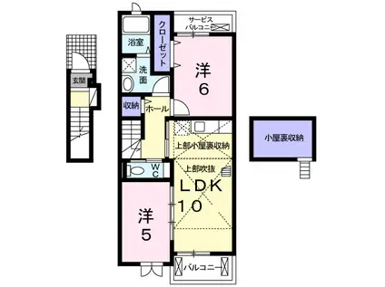 サプリング オーチャード B(2LDK/2階)の間取り写真