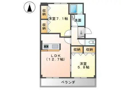 マロンステージA棟(2LDK/1階)の間取り写真